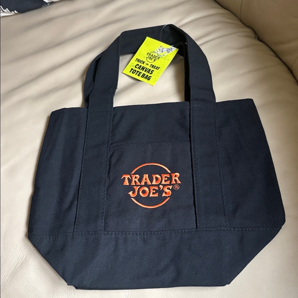 Trader Joe's Black Canvas Mini Tote Bag